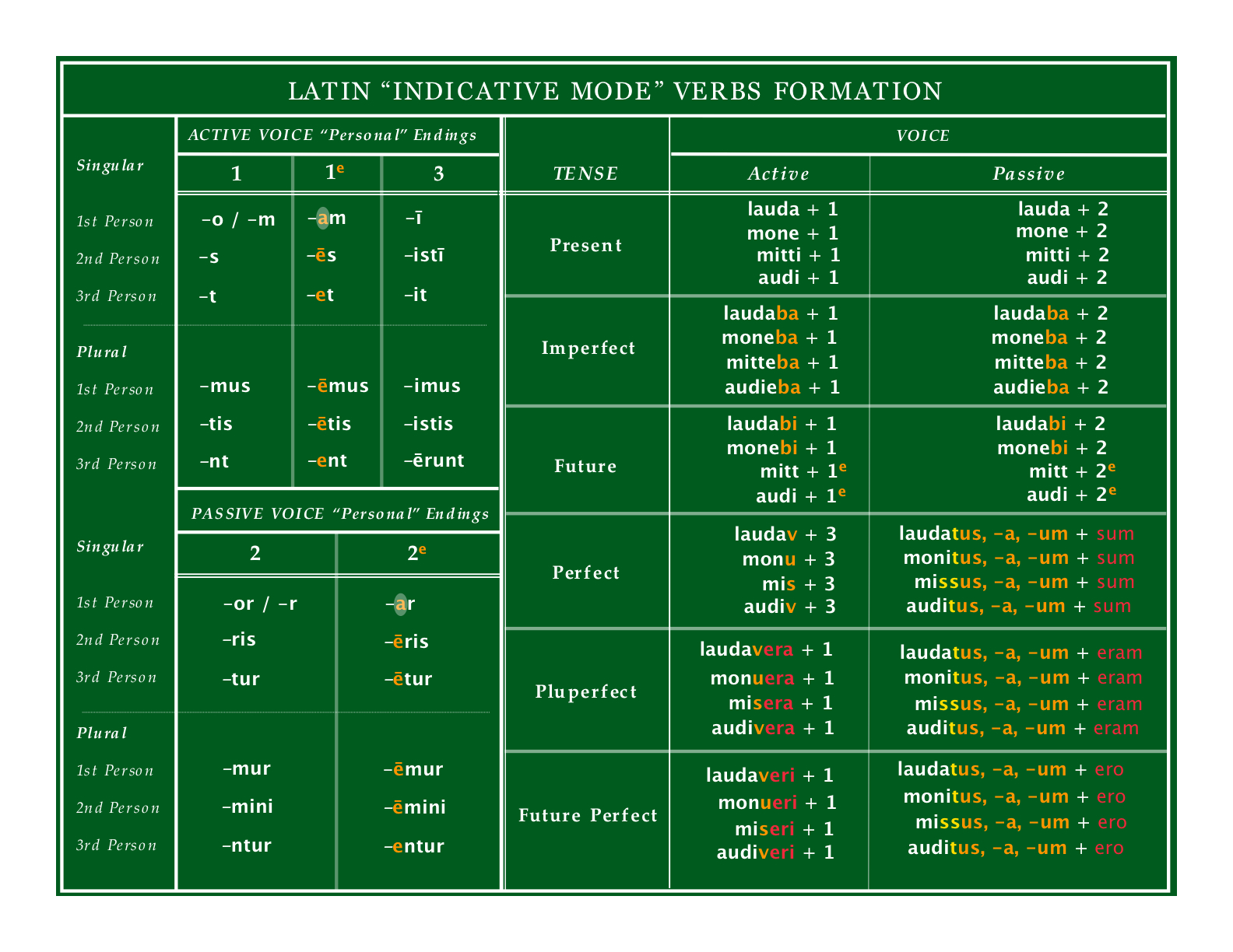 latin grammar  charts